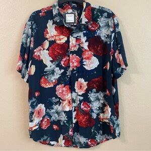 Denim & Flower Navy Floral Casual Button Down Shirt